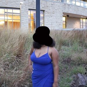 Blue Hoco Dress, with a cross back (i don’t have pics of the back)